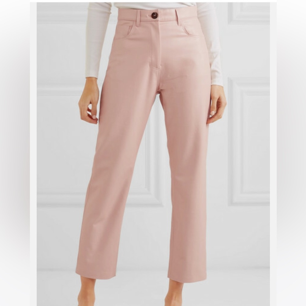 Nanushka Blush Croc-Embossed Vegan Leather Pants